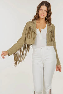 Fringe jacket with stud detail