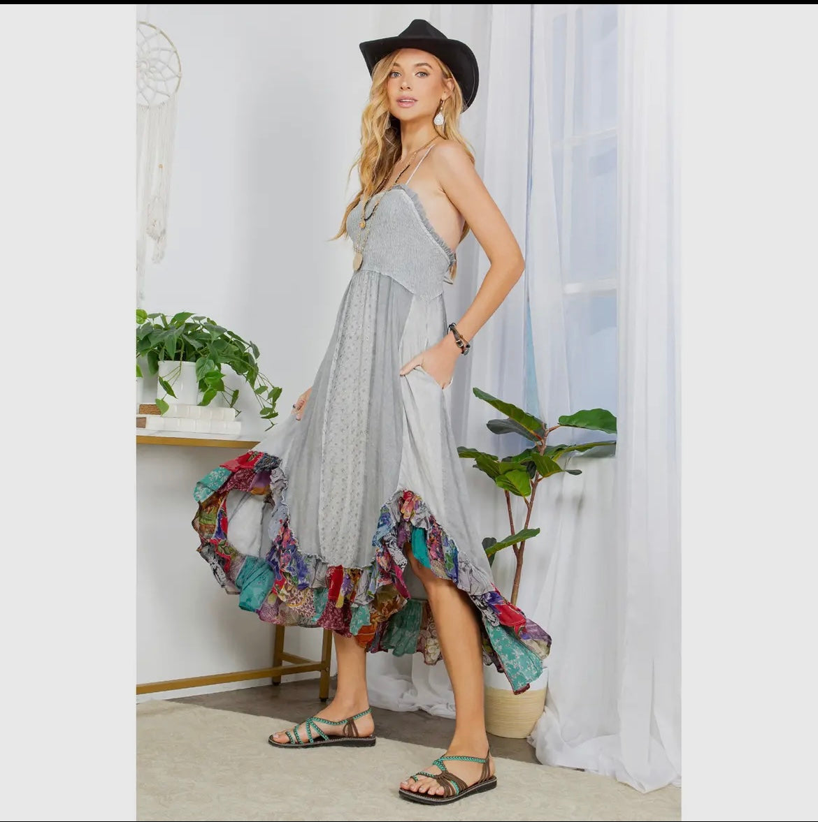 Boho ruffle dress