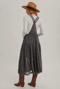 Lace Embroidered Tulle Bib
Maxi Dress