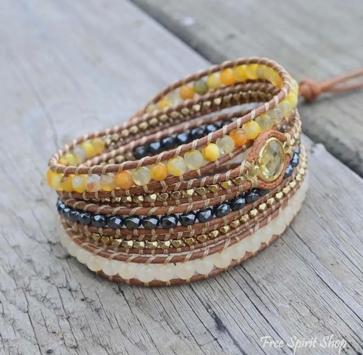 Natural Sunny Citrine Gemstone
Wrap Bracelet