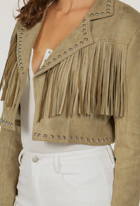 Fringe jacket with stud detail