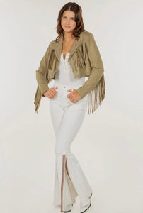 Fringe jacket with stud detail