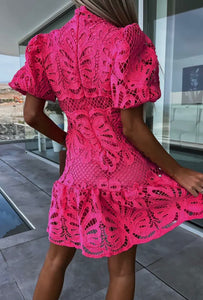 Pink bubble sleeve dress