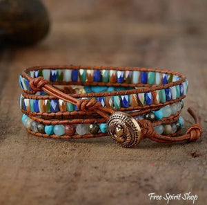 Natural Turquoise & Jasper
Wrap Bracelet