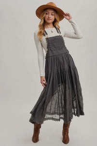 Lace Embroidered Tulle Bib
Maxi Dress