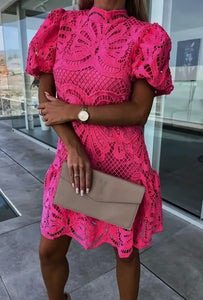 Pink bubble sleeve dress