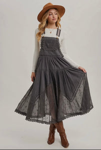 Lace Embroidered Tulle Bib
Maxi Dress