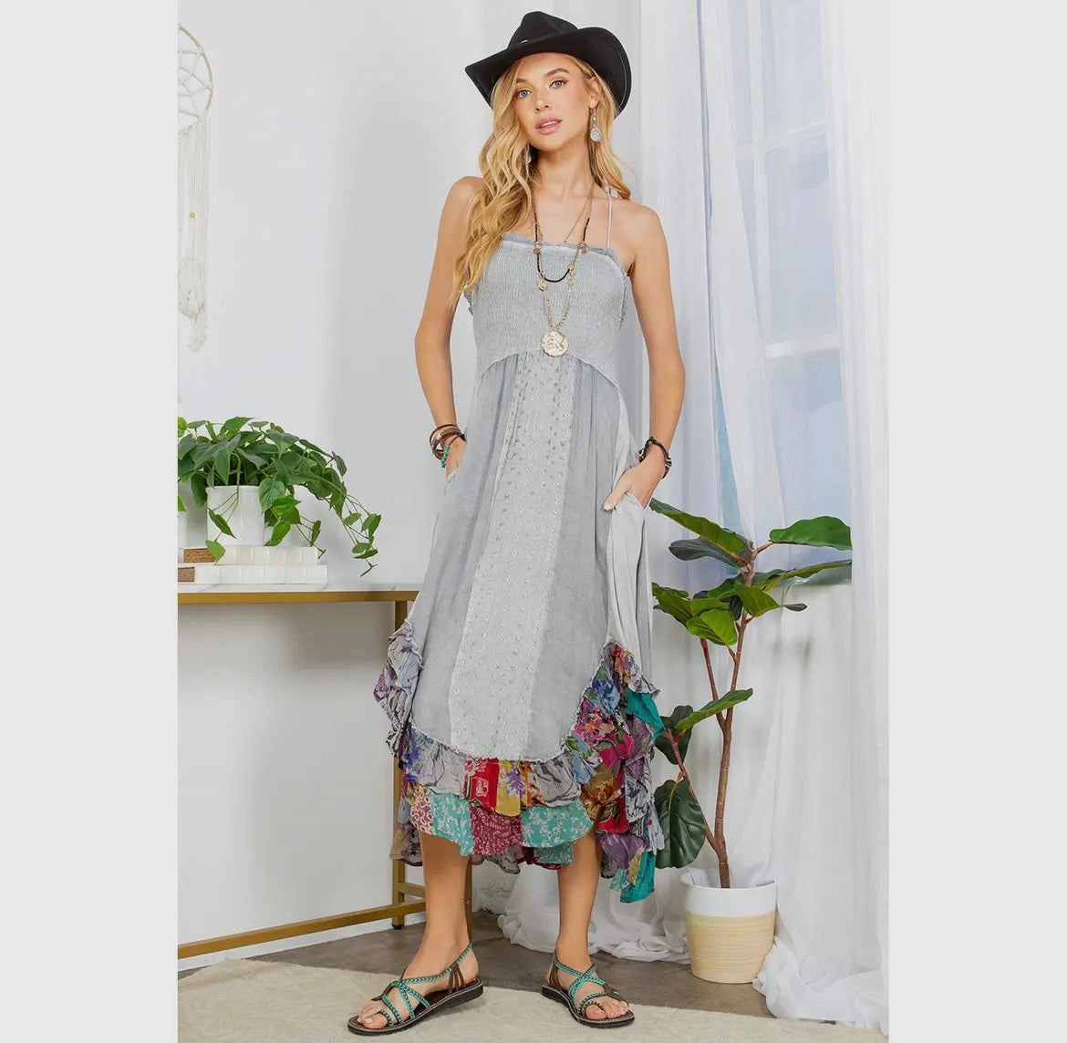 Boho ruffle dress