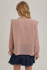 Ruffled Chiffon Shirt Blouse
Front Tie