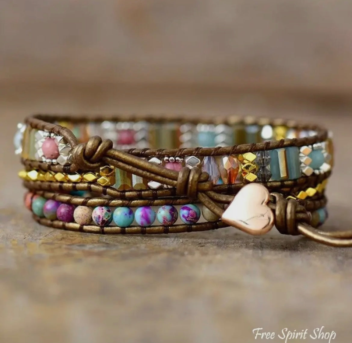 Purple Jasper Bronze Wrap Bracelet