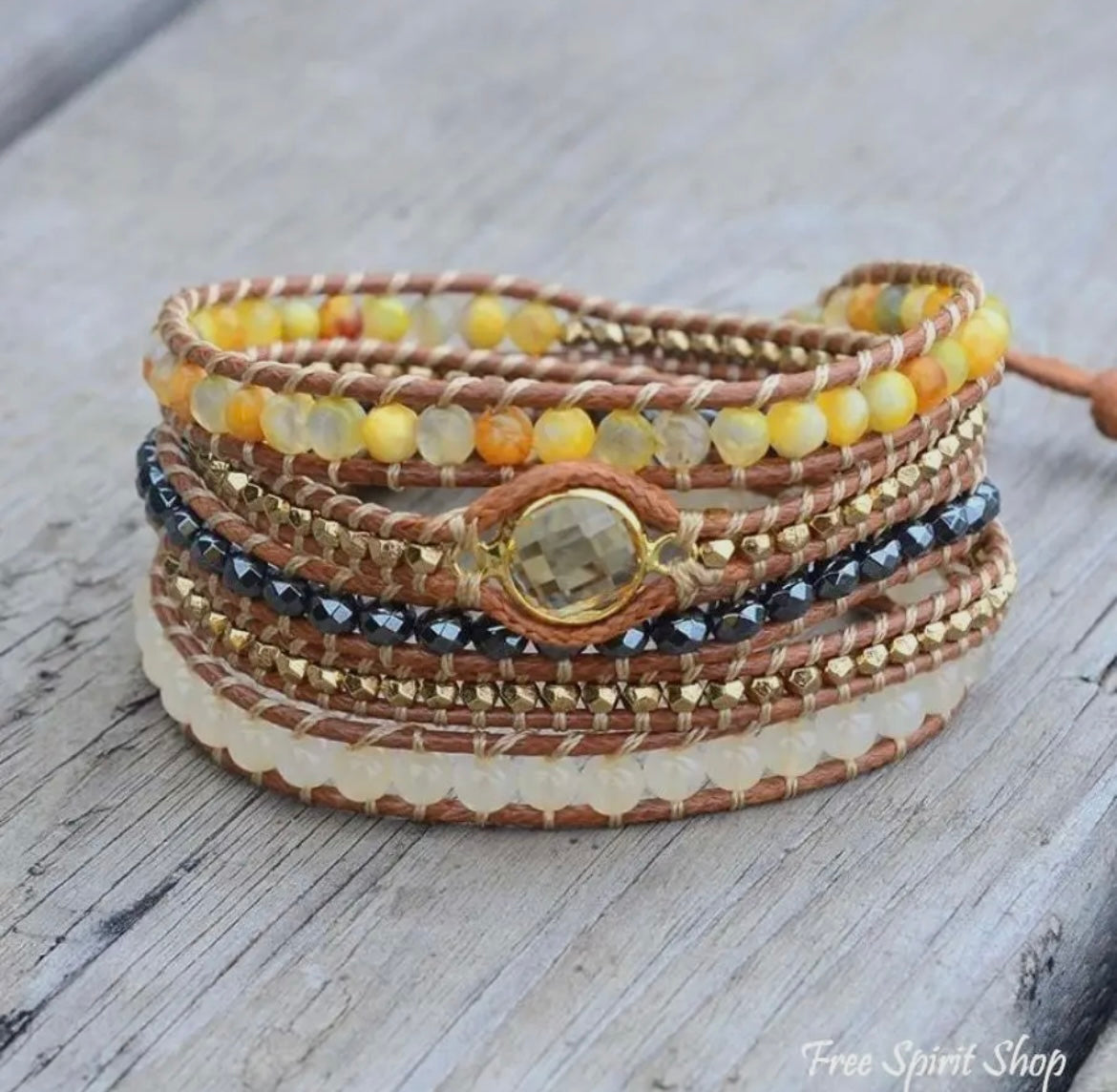 Natural Sunny Citrine Gemstone
Wrap Bracelet