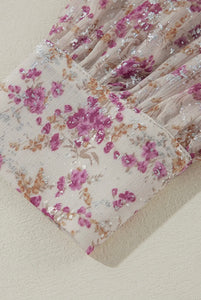 Bishop Sleeve Collared V
Neck Floral Shirt