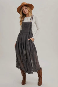 Lace Embroidered Tulle Bib
Maxi Dress