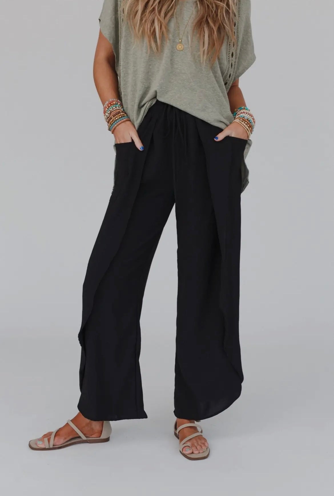 Stasia Solid Drawstring Tulip Pants