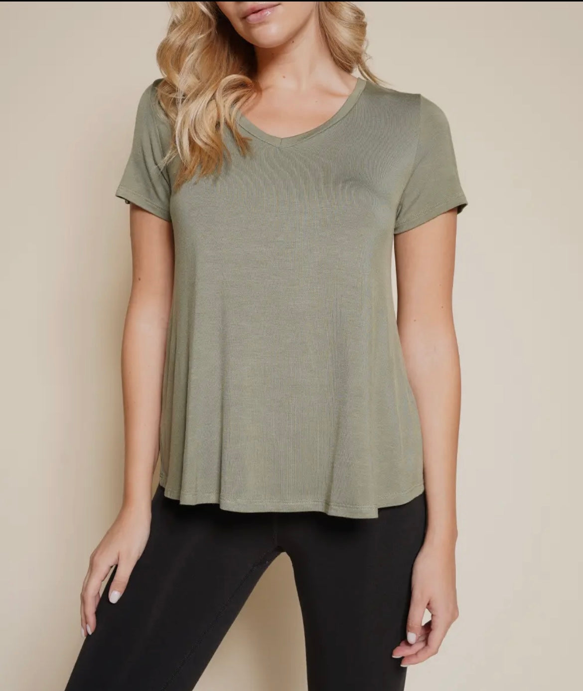 V neck bamboo loose fit top