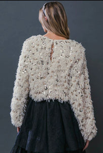Sequin feather sweater