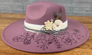 Mauve floral hat