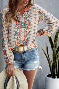 Boho print blouse