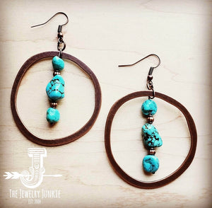 Copper Hoop earring with turquoise